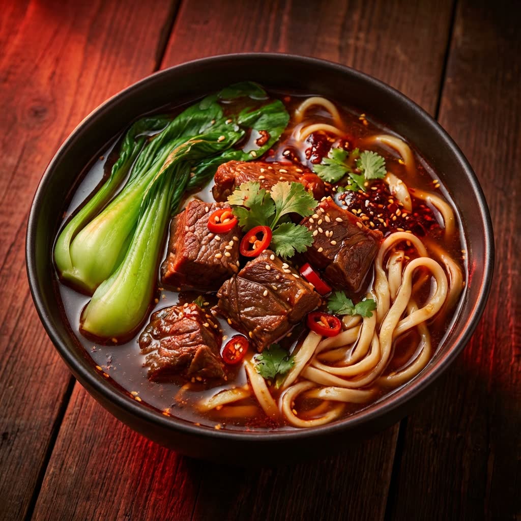 專業拍攝的紅燒牛肉麵